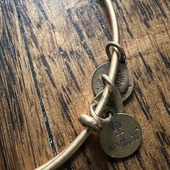 Alex and Ani Gold Tone Compass Adjustable Positive Energy Antique Gold Bracelet - Picture 5 of 5